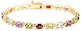 Yellow Gold Overlay Sterling Silver Multi-Gemstone Bracelet, 7"