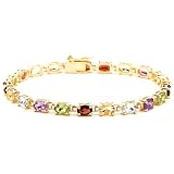 Yellow Gold Overlay Sterling Silver Multi-Gemstone Bracelet, 7"