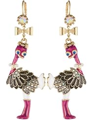 Betsey Johnson "A Day at the Zoo" Ostrich Drop Earrings