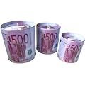 3 Spardosen im Set, 3 verschiedene Gr�ssen, 500 EURO Motiv, Metall