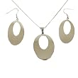 Necklace Pendant Earring Set Stainless Steel 316 Unique Oval Design Polished Finish by Bucasi Necklace Pendant Earring Set Stainless Steel 316 Unique Oval Design Polished Finish by Bucasi