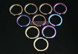RockBros Titanium Ti Alloy Key Chain Round Rainbow Finish Split Ring Size L 32.55mm 4g 1pc