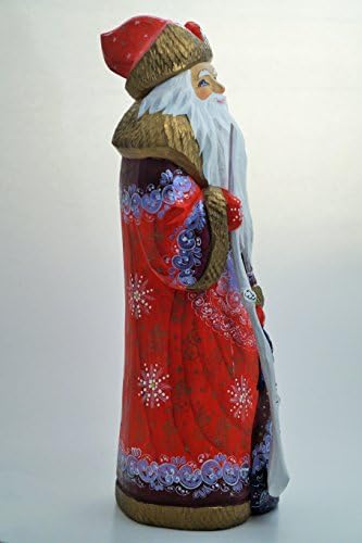 Wood Carved Russian Santa - Ded Moroz 14.5" Tall