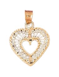 Dazzlers Solid 14k Gold Filigree Heart Charm Pendant Available in three colors from jewelsberry (weights: 1.8 grams only)