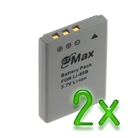Click here to buy 2 x GTMax Replacement LI-80B Lithium-Ion Batteries for Olympus T-100 Digital Camera by GTMax.