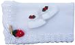 Handmade Baby Blanket with baby newborn booties - Snow with Strawberry Keepsake