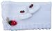 Handmade Baby Blanket with baby newborn booties - Snow with Strawberry Keepsake