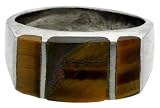 Gent's Sterling Silver Striped Tiger Eye Ring