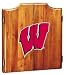 Wisconsin Dartboard & Cabinet - Oak Finish - NCAA Team