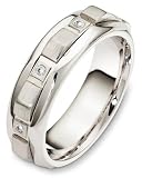 7mm spinning white gold diamond wedding band ring (0.08cts diamonds 14K Gold)