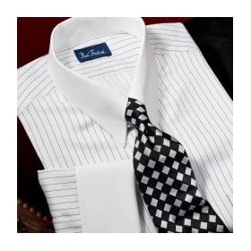 Trim Fit Fine Line Stripe White Collar Dress Shirt