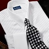 Fine Line Stripe White Collar Dress Shirt