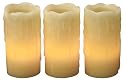 Gerson Everlasting Glow Flameless Wax Candles with Drip Effect, Ivory, 4" x 2", Set of 3