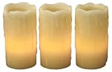 Gerson Everlasting Glow Flameless Wax Candles with Drip Effect, Ivory, 4" x 2", Set of 3