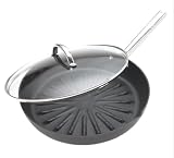 George Foreman Grill the Fat Away 12-Inch Round Hard Anodized Radiant Rib Grill Pan with Lid
