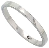 Sterling Silver 2mm (1/16 in.) Plain Flat Wedding Band / Thumb Ring