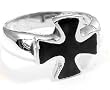 Bikers Sterling Silver Black Onyx Iron Cross Ring Size 10(Sizes 9,10,11,12,13,14)