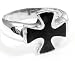 Sterling Silver Large Black Onyx Iron Cross Ring (Size 10,11,13,14)