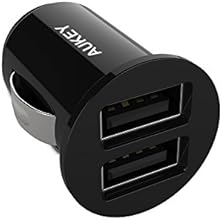 Aukey&reg; Cargador de coche，Doble USB 4.8A, Salida DC 5V 2.4A & 2.4A, Para iPhone，iPad, Tabletas，Tel&eacute;fonos inteligentes，Samsung Android y otros Dispositivos USB（4.8A Negro)