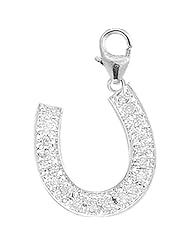 14K White Gold Diamond Horseshoe Charm
