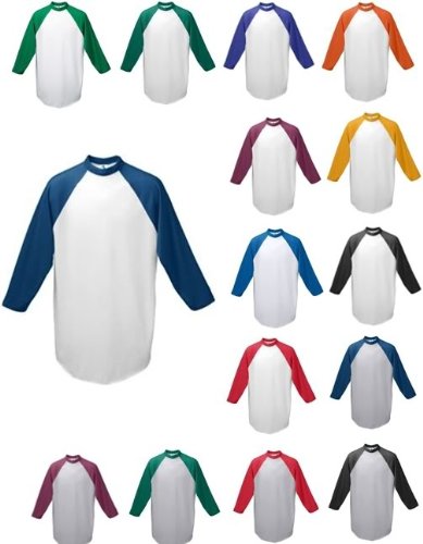 Baseball & Softball 3/4 Raglan Sleeves 50/50 Cotton/Polyester Athletic Jersey Shirt/Undershirt (Youth & Adult Sizes)