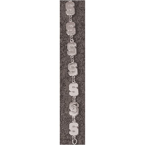 LogoArt Michigan State Spartans Sterling Silver Team Font Bracelet