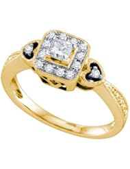 0.33CTW DIAMOND 0.20CT CENTER PRINCESS BRIDAL RING