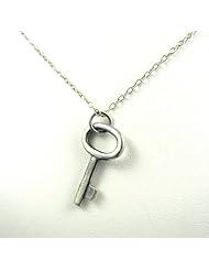 Antique Style Rustic Skeleton Key Sterling Silver Charm Necklace Tiffany Inspired Charm Jewelry