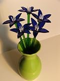 10 Piece Open Blue Glass Flowers