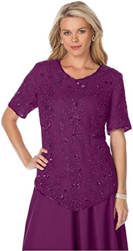 Roamans Women's Plus Size Sequin Beaded Top