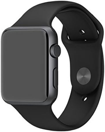 Wideland Sports Soft Silicone Rubber Fitness Wrist Watch Band Strap with Metal Clasp Adapter for Apple Watch 42mm-black