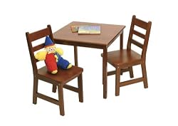 Lipper International 514C Child's Square Table and 2-Chair Set, Cherry