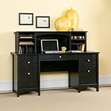Executive Desk with Hutch - Ebony Ash Finish