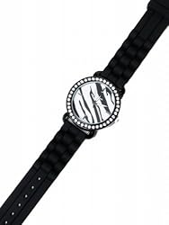Black Band Zebra Print and Rhinestone Face Geneva Fashion Watch