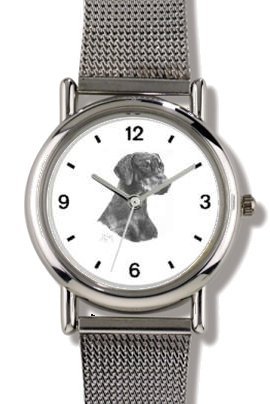 DOBERMAN PINSCHER DOG (MS) - WATCHBUDDY® ELITE Chrome-Plated Metal Alloy Watch with Metal Mesh Strap - Large Size (Men's or Jumbo Women's Size)
