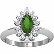 14K White Gold Tsavorite (Green Garnet) and Diamond Ring