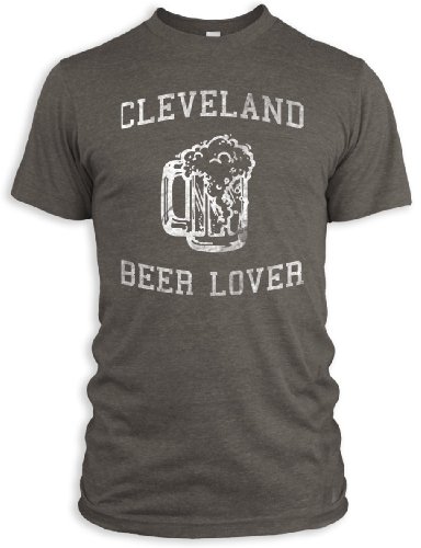 Vintage Distressed Cleveland Beer Lover Tri-Blend T-Shirt, Coffee, L
