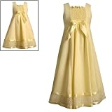 Bonnie Jean Girls 7-16 YELLOW SMOCKED INSET RIBBON and LACE LINEN Special Occasion Wedding Flower Girl Easter Birthday Party Dress