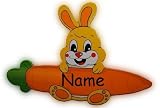 Produkt-Bild: T&uuml;rschild Hase incl. Namensdruck individuell eigenem Namen Namensschild Schild Kinderzimmer Holz Kinder Tier H&auml;schen M&auml;dchen Junge bunt