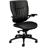 Basyx VL504SP11 VL504 Series Mid-Back Knee-Tilt Chair with Black Leather Upholstery