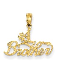 14K Yellow Gold #1 Brother Charm Pendant