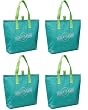 Insulated Tote Bag, 15"x12"+3" Flat Bottom, Aqua, 4 Pack Set