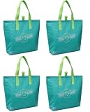 Insulated Tote Bag, 15"x12"+3" Flat Bottom, Aqua, 4 Pack Set