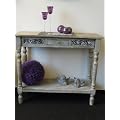 KONSOLE TISCH "XENIA" Landhaus grau 100 x 41 x 85 cm Intarsien USED LOOK