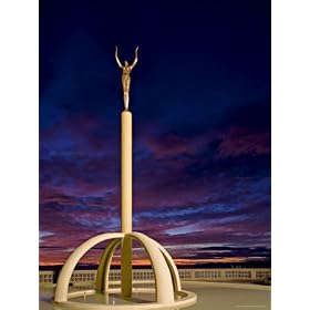 Art Deco Statue at Sunrise Over the Pacific Ocean, Napier, North Island, New Zealand Places Photographic Poster Print by Don Smith, 18x24
