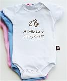 A little hare on my chest short sleeve baby bodysuit / onesie - white, pink or baby blue