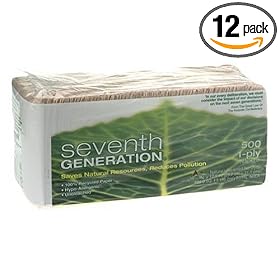 Seventh Generation Lunch Napkins, Natural, 1-Ply Sheets, 500-Count Packages (Pack of 12)