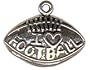 .925 Sterling Silver I LOVE football charm or Pendant