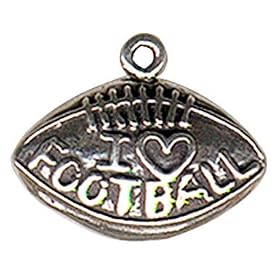 .925 Sterling Silver I LOVE football charm or Pendant