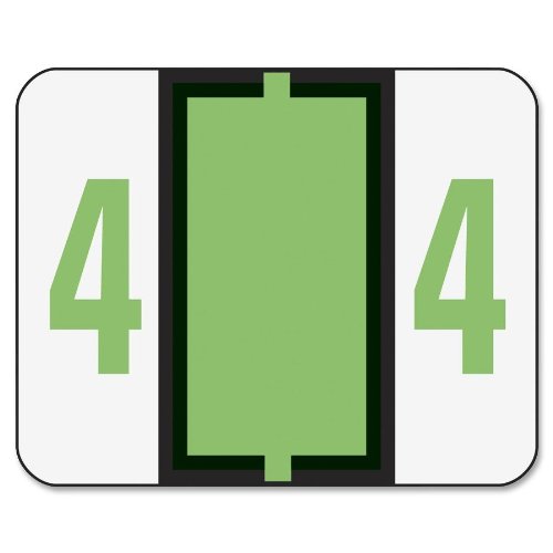 Smead BCCRN Bar-Style Color-Coded Numeric Label, 4, Label Roll, Light Green, 500 labels per Roll (67374)
